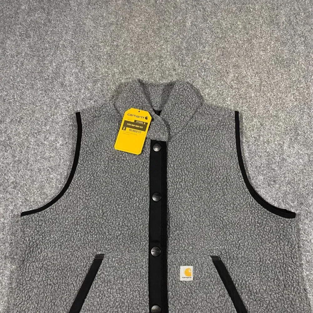 Carhartt Sherpa Fleece Snap Front Vest Womens Small S Relaxed Fit Gray Black NWT - Picture 6 of 16